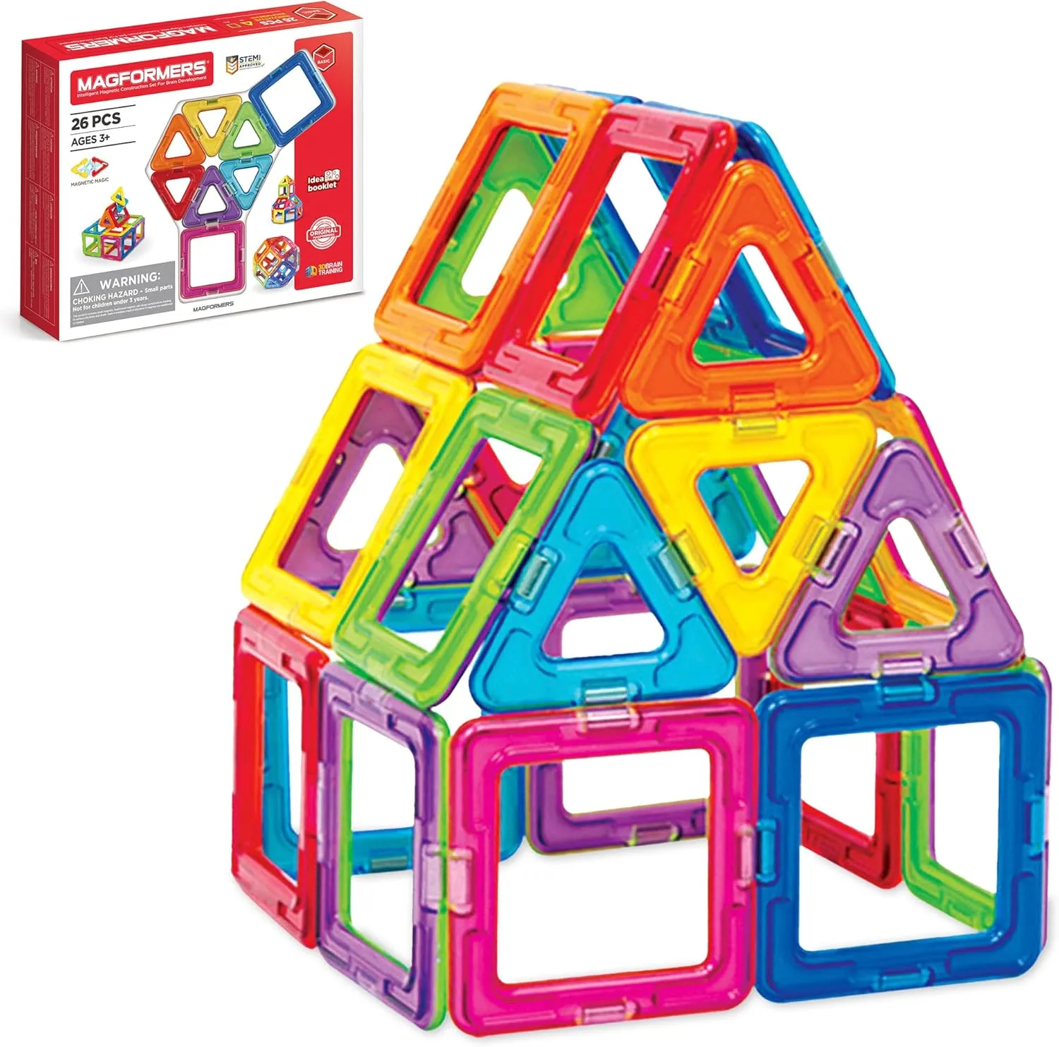 Magformers Rainbow 26PC Set | Magnetic Tiles Building Blocks, Educational STEM Toy Set | Magnetic Building Tiles for Kids to Develop Problem-Solving Abilities and Shape Recognition