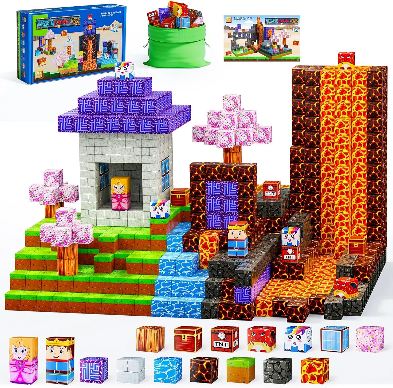 Magnetic Blocks - Build Magnet World Magic Portal Set, Magnetic Tiles Building Blocks Toddler Toys STEM Sensory Outdoor Toys for 3  Year Old Boys & Girls, Creative Kids Games Kids Toys-120PCS