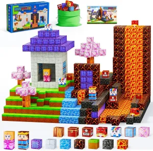 Magnetic Blocks - Build Magnet World Magic Portal Set, Magnetic Tiles Building Blocks Toddler Toys STEM Sensory Outdoor Toys for 3  Year Old Boys & Girls, Creative Kids Games Kids Toys-120PCS