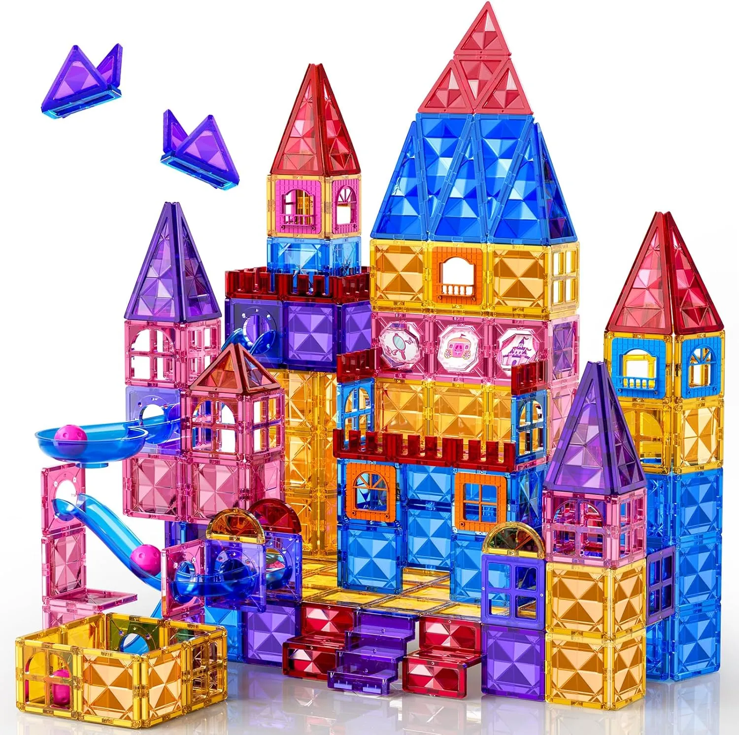 Magnetic Tiles for Kids Toddlers Ages 3-5 4-8 8-10, Magnetic Building Blocks for Kids Ages 4-8 8-12, Educational Magnets Tiles Building Blocks Toys for Toddlers Kids Christmas Birthday Gifts