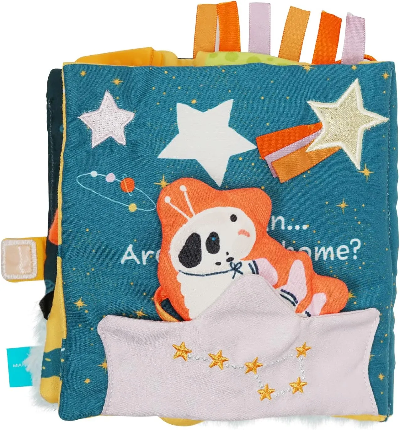 Manhattan Toy Little Rocket Finds Home Soft Activity Crinkle Book for Baby & Toddler with Tethered Characters Small