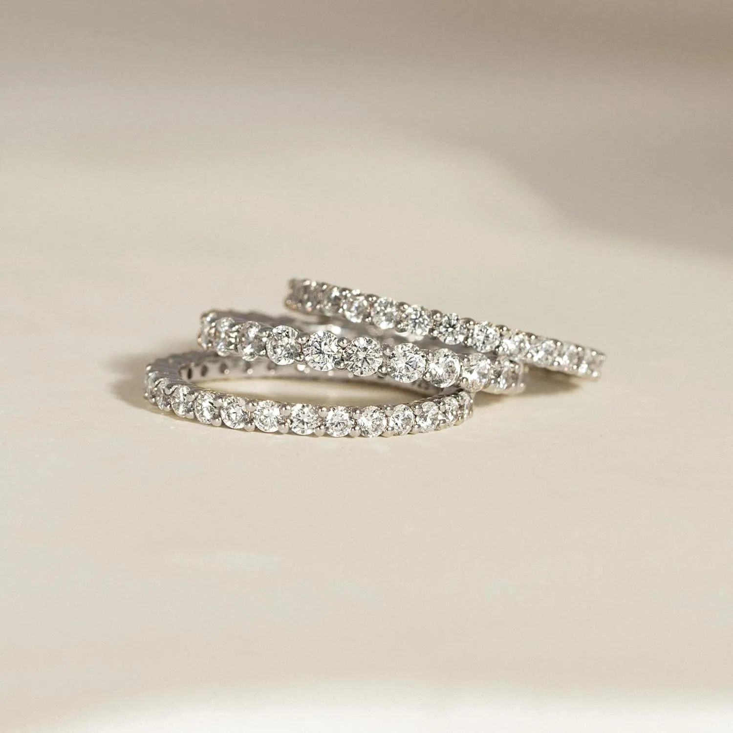 Marilyn Monroe Eternity Ring Set | 925 Sterling Silver Infinity Band Set of 3 for Women | 4.24 Carats Round Cut Cubic Zirconia CZ Simulated Diamond