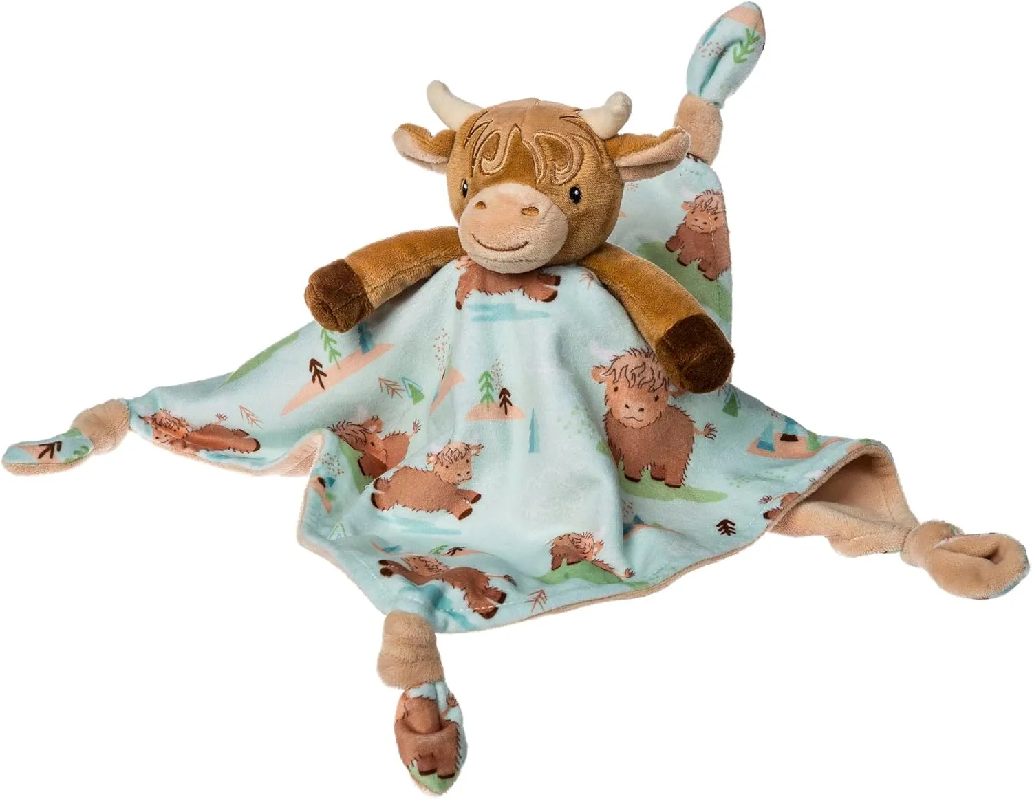 Mary Meyer Lovey Stuffed Animal Security Blanket Plush Soft Snuggle Toy, 13 x 13-Inches, Hetty Highland Cow