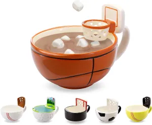 MAX'IS Creations The Mug with a Hoop Basketball Mug Novelty Hot Chocolate Coffee Mugs Sports Cereal Bowl Coach Basketball Gifts for Boys 8-12 12-14 Accessories Stuff, Father's Day Gift,16oz