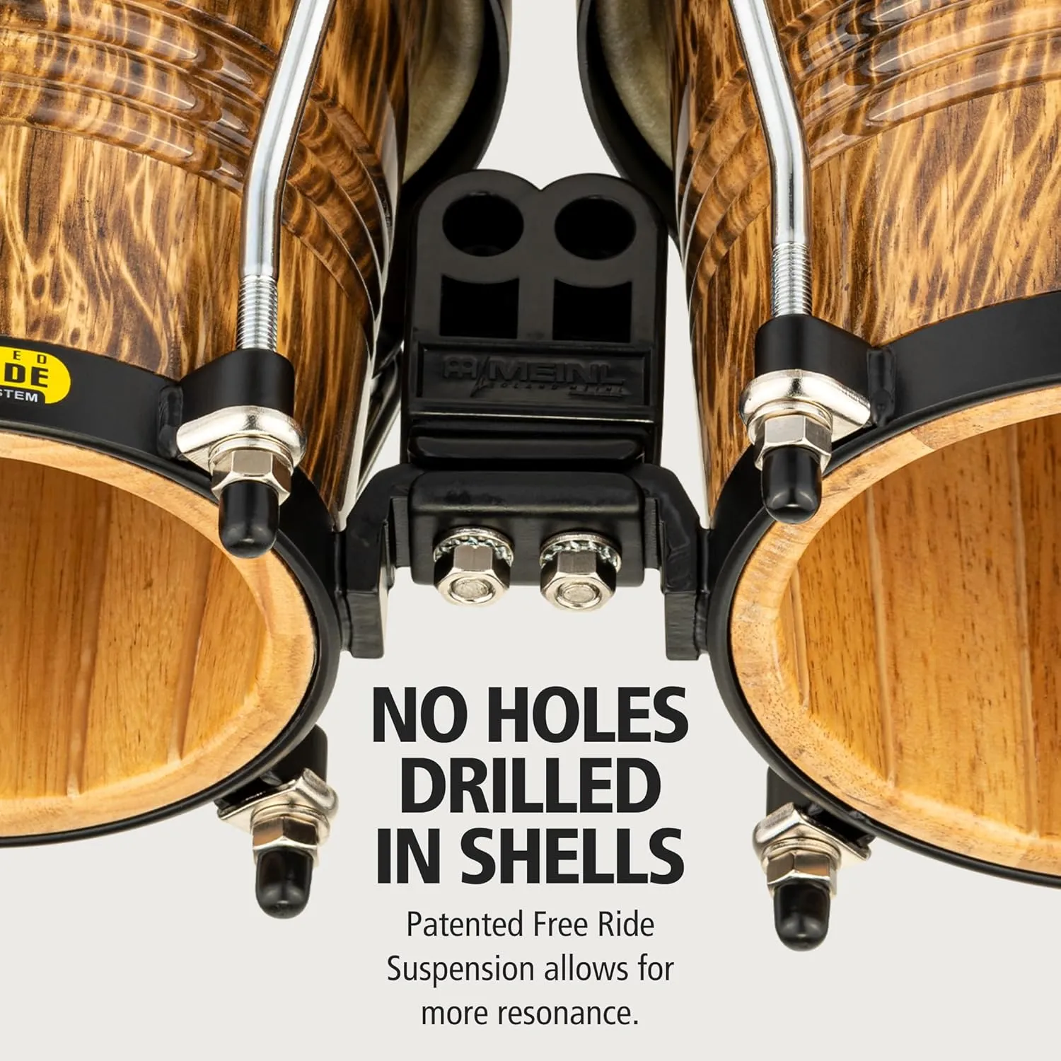 Meinl Percussion Bongos Hand Drum Set 6.75" and 8" with Hardwood Shells and Tuning Key — NOT Made in China — Marathon Designer Series, 2-Year Warranty (FWB190LB)