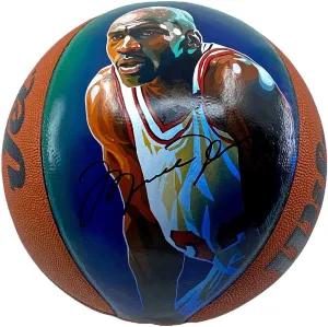 Michael Jordan Signed Hand Painted Art Basketball UDA Upper Deck COA - Autographed Basketballs