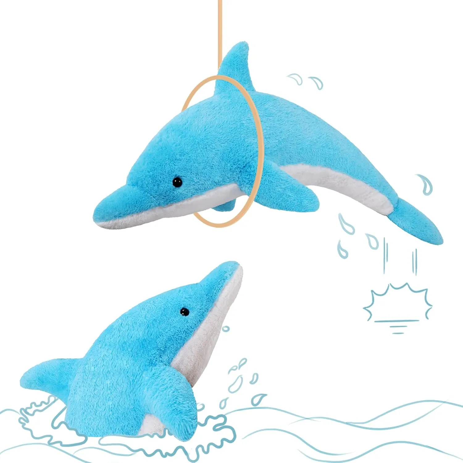 MorisMos Giant Dolphin Stuffed Animals, 55inch Large Stuffed Dolphin Plush Toy Soft Marine Ocean Plush Gifts for Kids, Blue