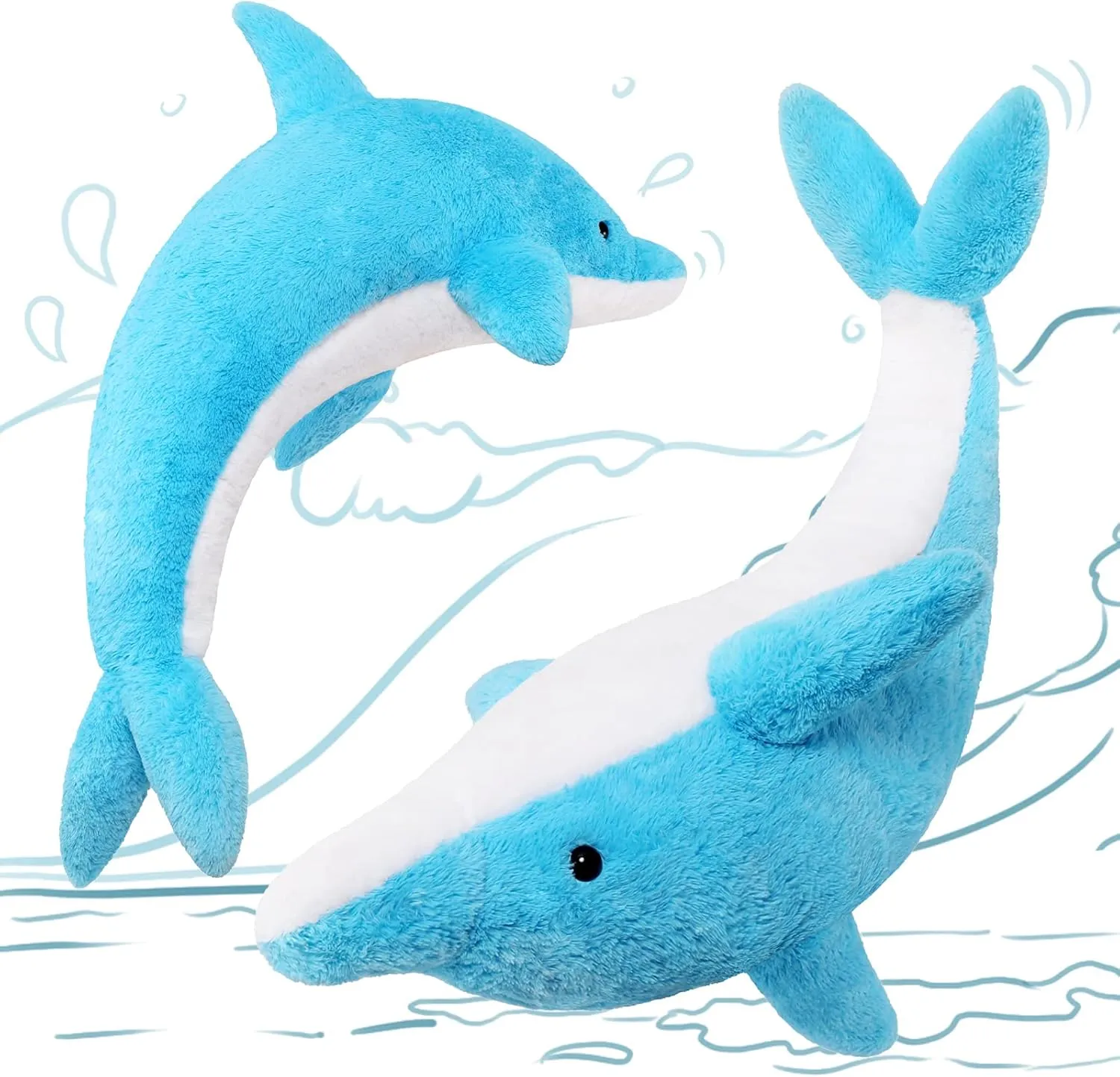 MorisMos Giant Dolphin Stuffed Animals, 55inch Large Stuffed Dolphin Plush Toy Soft Marine Ocean Plush Gifts for Kids, Blue