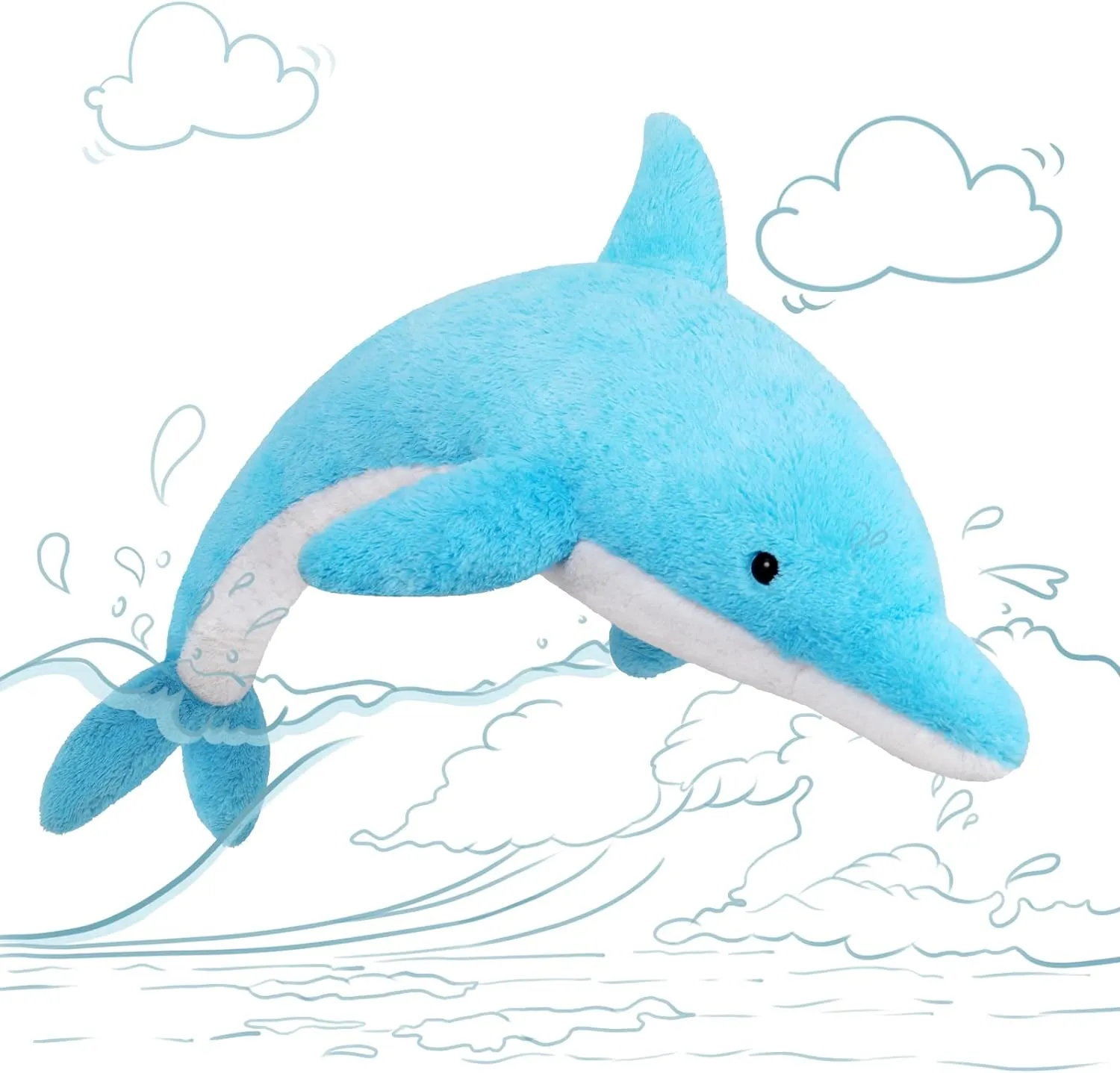 MorisMos Giant Dolphin Stuffed Animals, 55inch Large Stuffed Dolphin Plush Toy Soft Marine Ocean Plush Gifts for Kids, Blue
