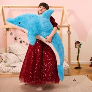 MorisMos Giant Dolphin Stuffed Animals, 55inch Large Stuffed Dolphin Plush Toy Soft Marine Ocean Plush Gifts for Kids, Blue