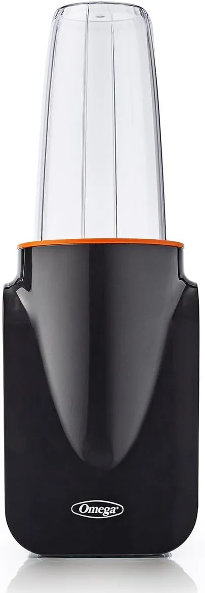Omega PBL1000BD MeGo Nutrition on The Go Personal Blender for Healthy Smoothies Powerful Motor and Auto Shutoff Hot or Cold with 2 Blending Cup, Medium, Black