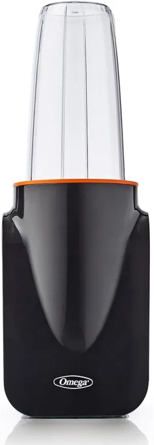 Omega PBL1000BD MeGo Nutrition on The Go Personal Blender for Healthy Smoothies Powerful Motor and Auto Shutoff Hot or Cold with 2 Blending Cup, Medium, Black