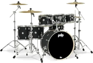 Pacific Drums & Percussion Drum Set PDP Concept Maple 7-Piece, Satin Black Shell Pack (PDCM2217BK)