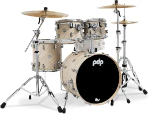 Pacific Drums & Percussion PDP Concept Maple 4-Piece Fusion, Twisted Ivory Drum Set Shell Pack (PDCM20FNTI), 8x10 & 9x12 Tom,14x14 Floor Tom, 16x20 Kick Drum