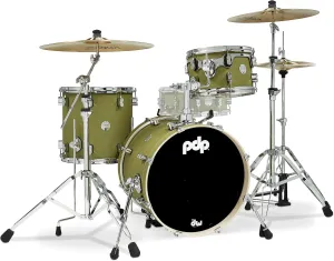 Pacific Drums & Percussion PDP Concept Maple Bop 3-Piece, Satin Olive Drum Set Shell Pack (PDCM18BPSO)