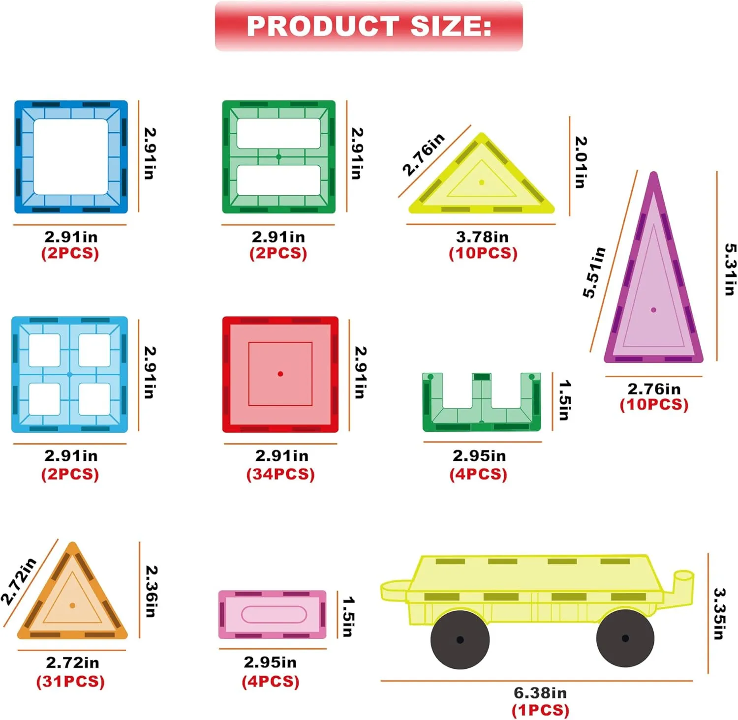 PicassoTiles 101pc Magnetic Tile Building Blocks with Car Base Drawstring Carry Toy Storage Bag Magnetized Block for Kids Magnet ToySet Educational STEM Learning Child Brain Development Ages 3  PC101