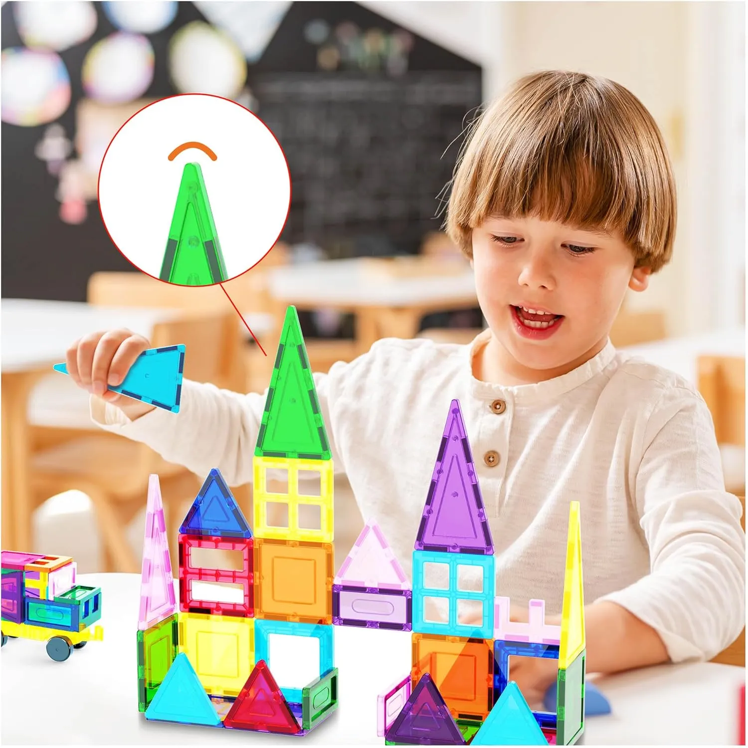 PicassoTiles 101pc Magnetic Tile Building Blocks with Car Base Drawstring Carry Toy Storage Bag Magnetized Block for Kids Magnet ToySet Educational STEM Learning Child Brain Development Ages 3  PC101