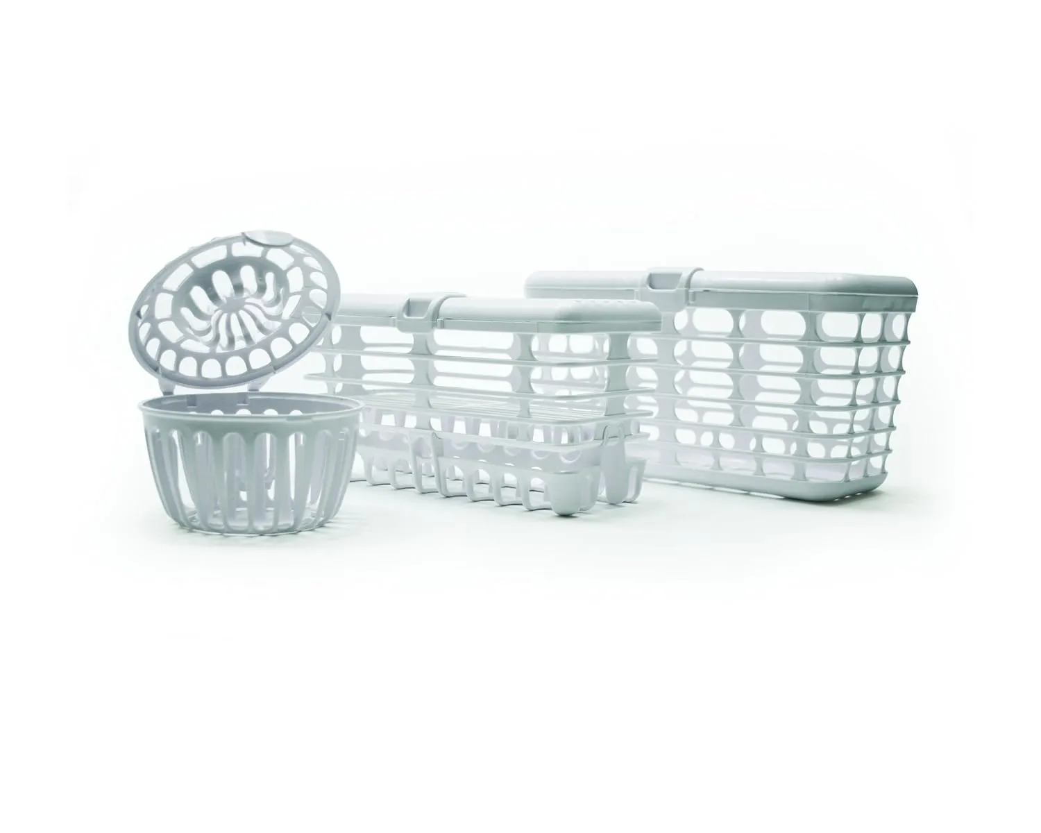 Prince Lionheart Made in USA High Capacity 3-in-1 Dishwasher and Spill Proof Vave Cleaner Basket for Toddlers & Infants Bottle Parts & Accessories | Fits all Dishwashers | 100% Recycled Plastic,White