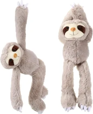 Queekay 2 Packs Sloth Stuffed Animal Hanging 18 Inch Three Toed Sloth Plush Toy with Hook and Loop Hands for Teens Adults Gifts Decors(Gray)