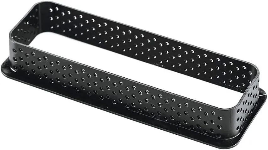 Silikomart "Kit Tarte Ring Rectangular 120x35" Silicone Mold with 6 Cavities, Each 4.21 Inch x 0.90 Inch x 0.47 Inch High, Plus 6 Heat-Resistant Perforated Plastic Rectangular Cutting Rings