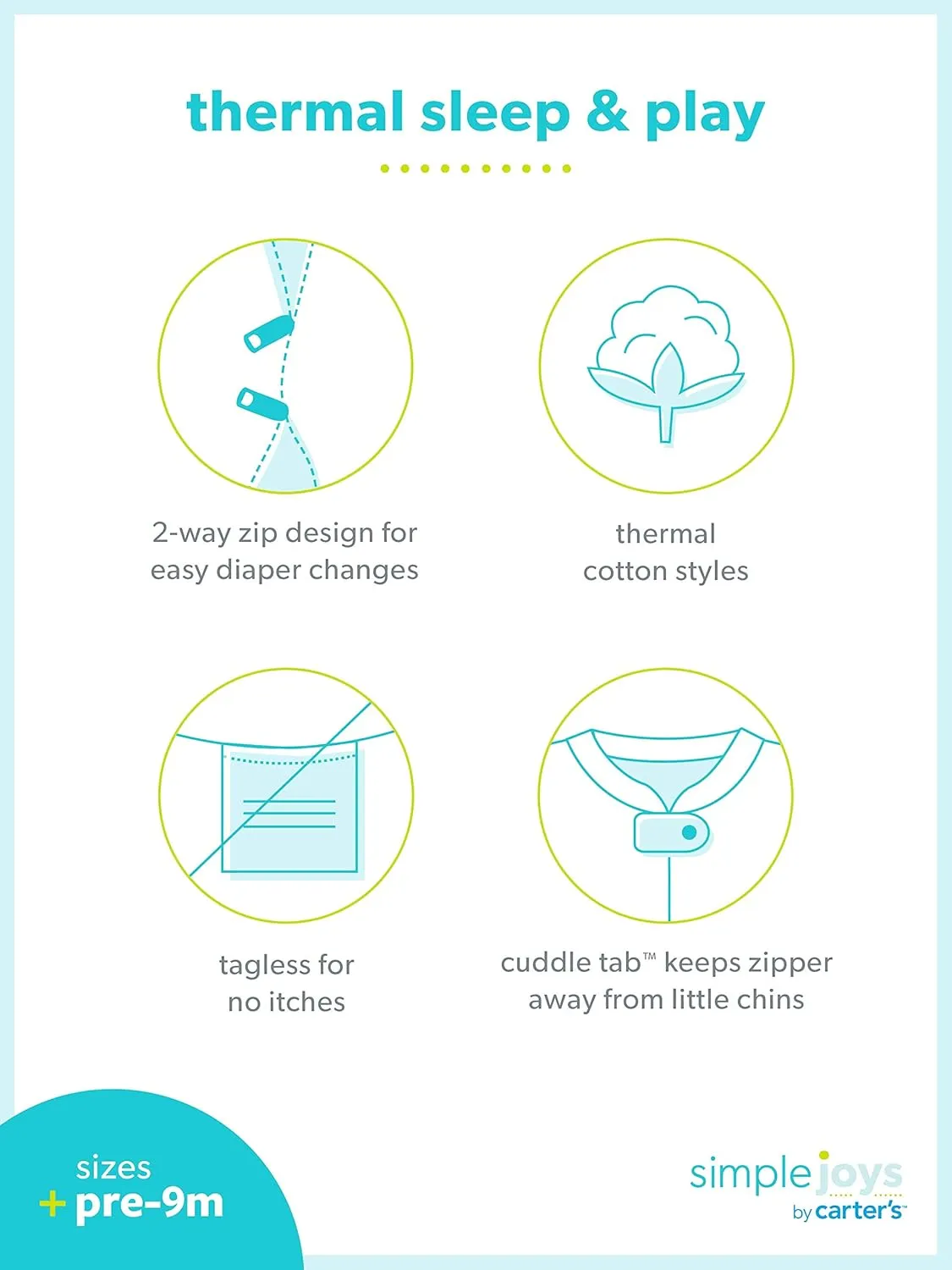 Simple Joys by Carter's Baby 2-Way Zip Thermal Footed Sleep and Play, Pack of 2