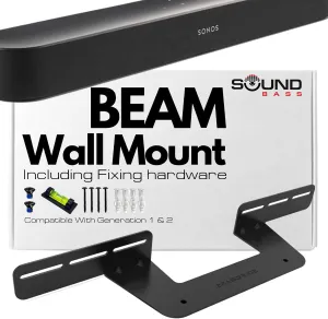 Soundbar Mount for Sonos Beam Compatible with Generation 1 & 2 Sonos Beam Sound Bar Includes All Necessary Mounting Hardware, Mounts Bracket, Black