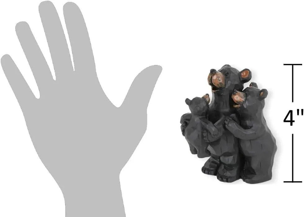 The Bridge Collection 4" Black Bear Family Figurine - Rustic Black Bear Figurine - Charming Wildlife Figurine for Cabin - Gift for Mom & Dad