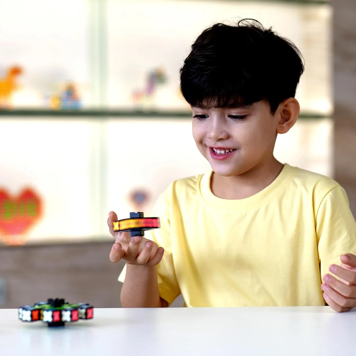 TOSY Magnet Fidget Spinner Glow - 16 Blocks, 3 in 1 Toy: Transformable Fidget Spinner, Infinity Cube, 2x2 Puzzle Cube, Glow, Stress Relief, STEAM Magnet Tiles Birthday Gift for Kids/Boys/Girls/Adults