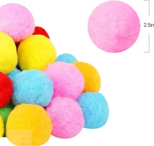 Very Large Assorted Pom Poms for DIY Creative Crafts Decorations, Assorted Colors (50Pack 2.5 Inch)