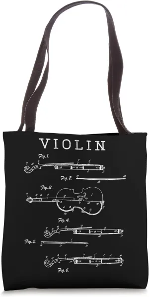 Violin Patent Drawing Musician Instrumentalist Hobby Fun Tote Bag