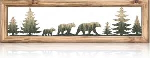 Wesiti Woodland Bear Wall Art 16 in Wood Frame Metal Bear Wall Decor Rustic Wildlife Wall Decor Farmhouse Lodge Cabin Wall Decor Animal Picture Art Decor for Home Bedroom Living Room