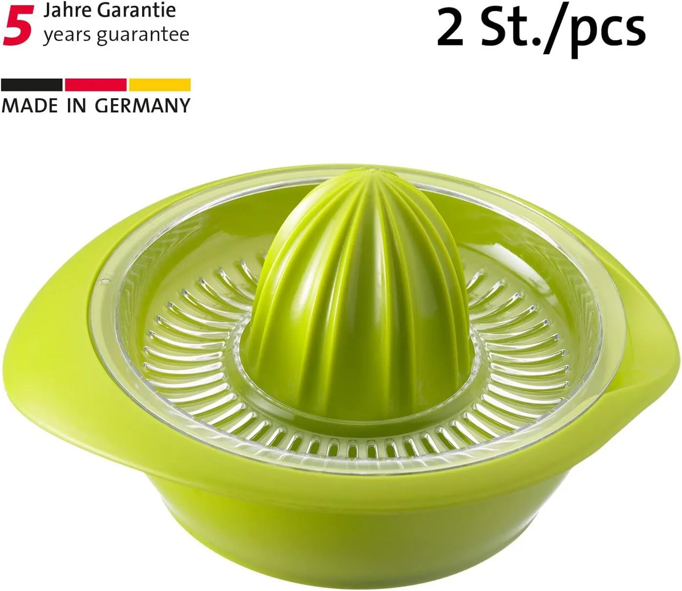 Westmark 2 Citrus Juice Presses with Container, Diameter: 18.7 cm, Capacity: 0.5 litres, Plastic, Limetta, Apple Green, 309122Ea