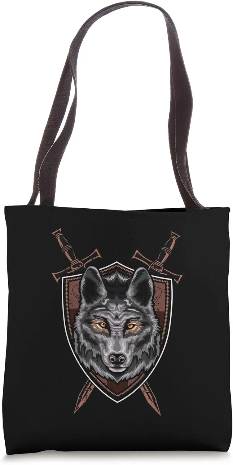 Wolf Sword Shield Renaissance Medieval Knight House Sigil Tote Bag