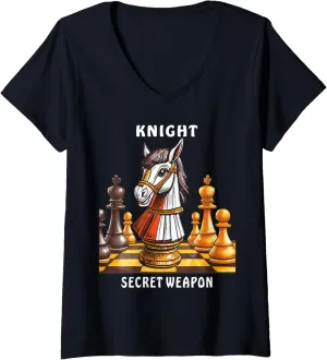 Womens Masterful Chess Move Design For Strategists Playing Chess V-Neck T-Shirt